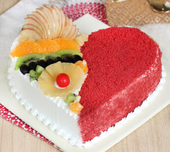 Fruity Heart Red Velvet Cake