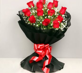 Black Red Roses Bouquet