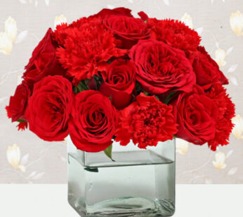 Vase of Roses N Carnations