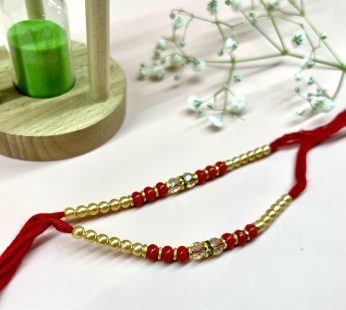 Red And Golden Bead Rakh