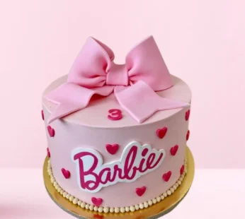 Barbie Bow Cream N Fondant Cake