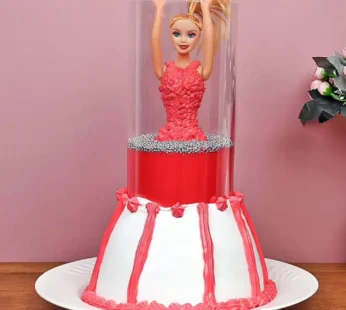 Red Barbie Pull Me Up Vanilla Cake